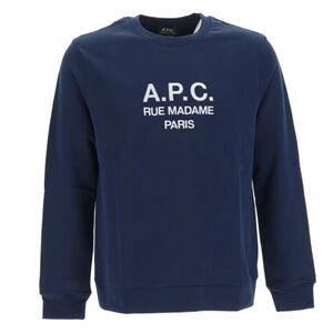 A.P.C Embroidered Dark Navy in Organic Cotton Sweatshirt XS